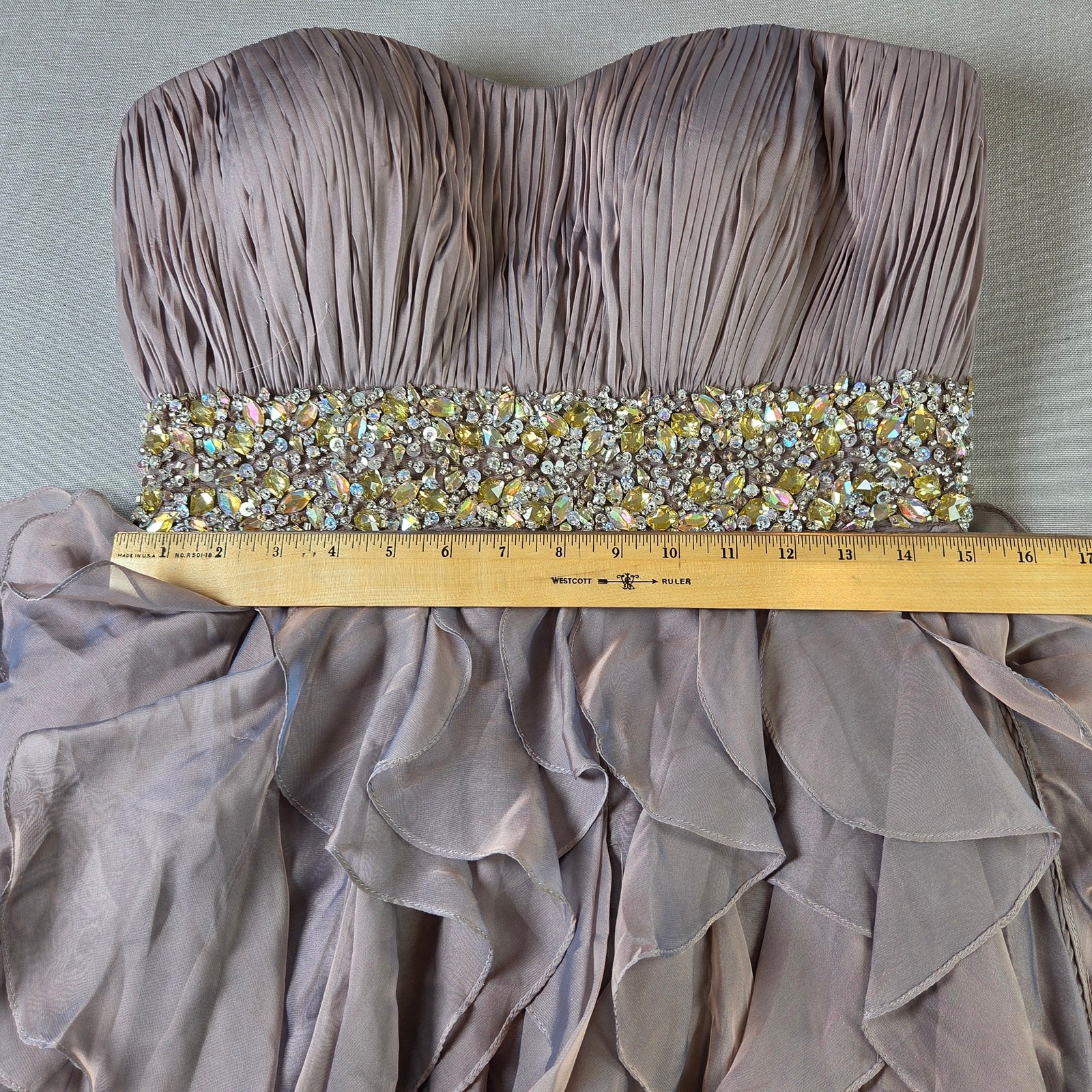 Jovani Strapless Beaded Waist Ruffle Prom Evening Gown Dress Size 12