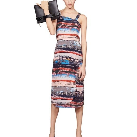 Opening Ceremony Silk Midi Dress Blue Black 4