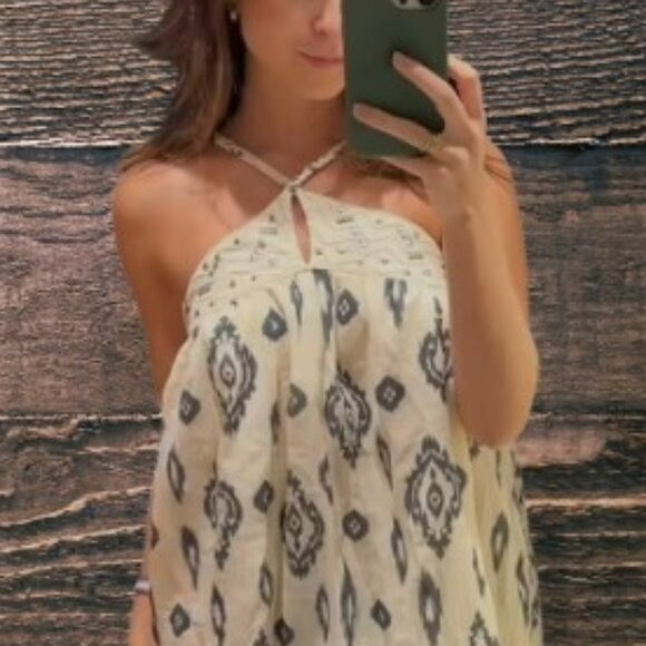 ZARA Printed halter dress SIZE XS 0881/315/080 15.5″ Ptp