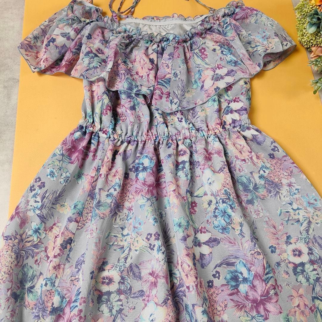 L’EST ROSE Floral Off Shoulder Maxi Dress Lavender Cottagecore Fairy Kei Japan