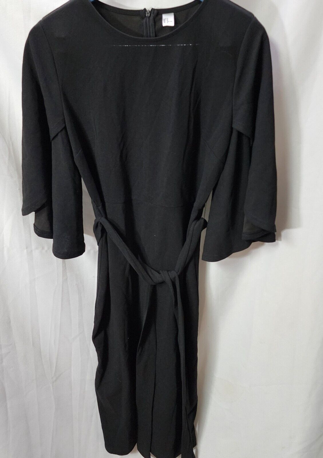 Women’s Butterfly Sleeve Self Tie Dress, Black, XL
