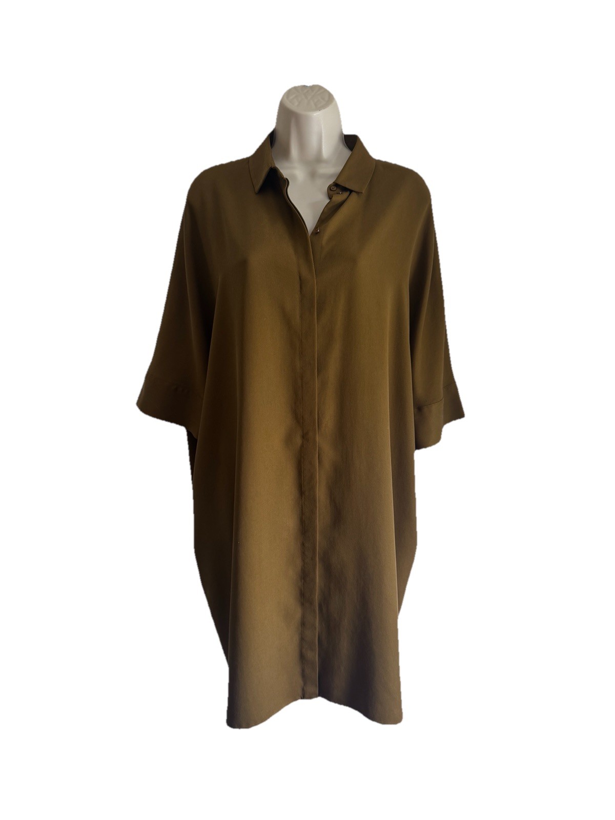 COS Dress 6 Pockets Oversized Button Front 3/4 Sleeve Lyocell Lagenlook