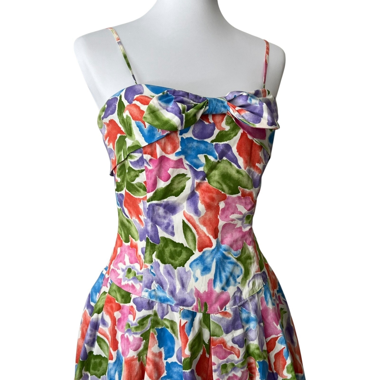 Vintage Womens Dress Medium Retro Cotton 80s does 50s Removable Strapless Cruise