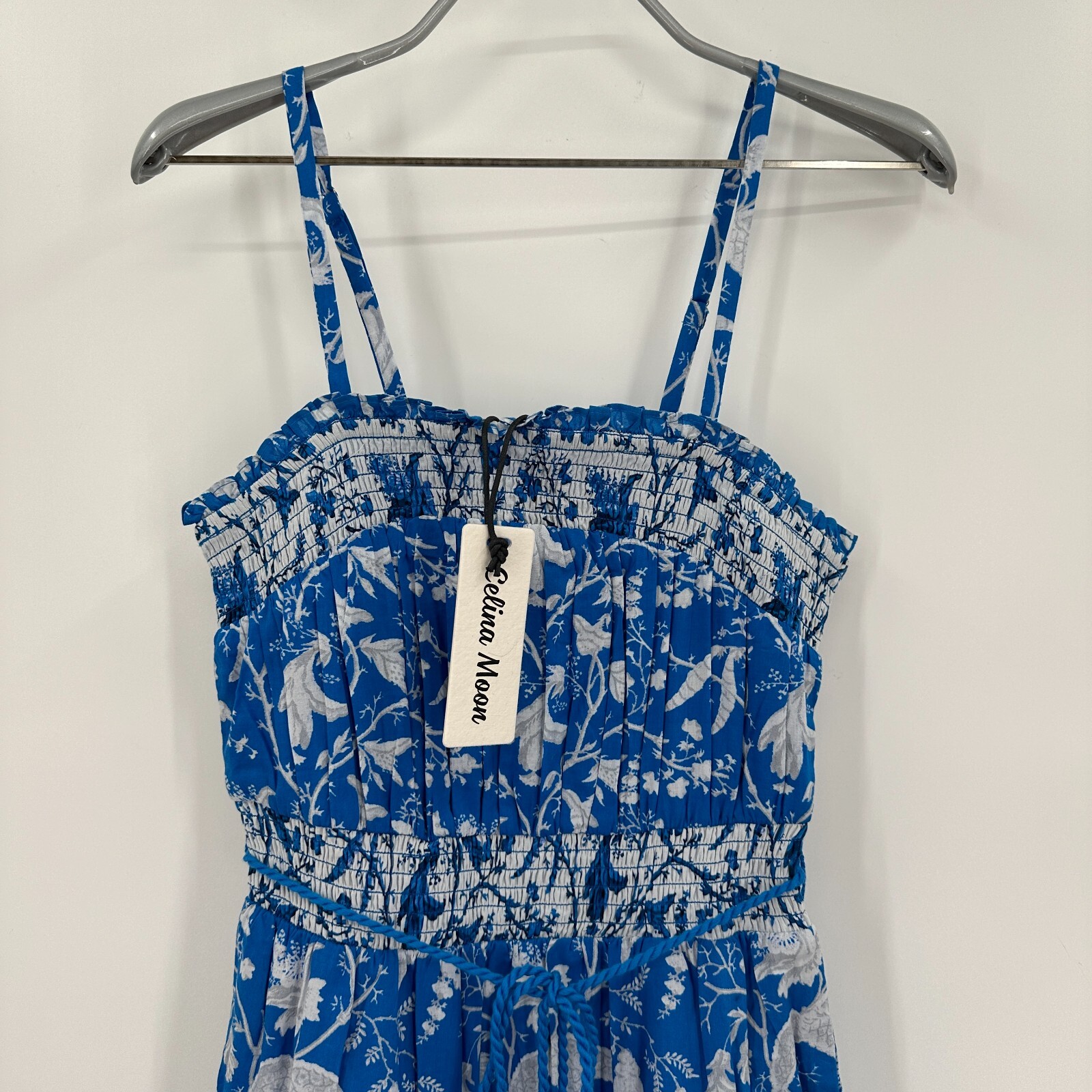 Celina Moon Blue Holy Floral Tiered Maxi Dress sz S Small NWT Sleeveless