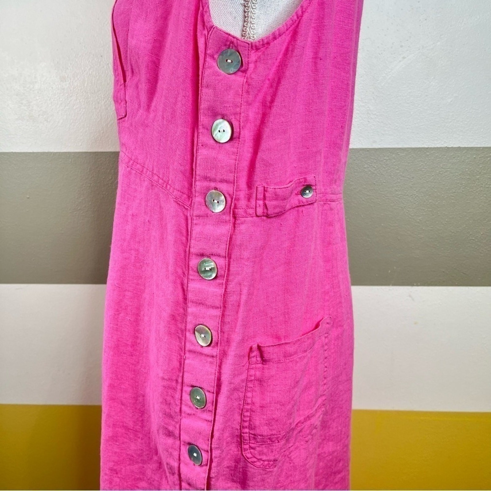 KARAVAN Vintage 90s Pink Coastal Beach Breathable Lightweight Tank Slip Dress M