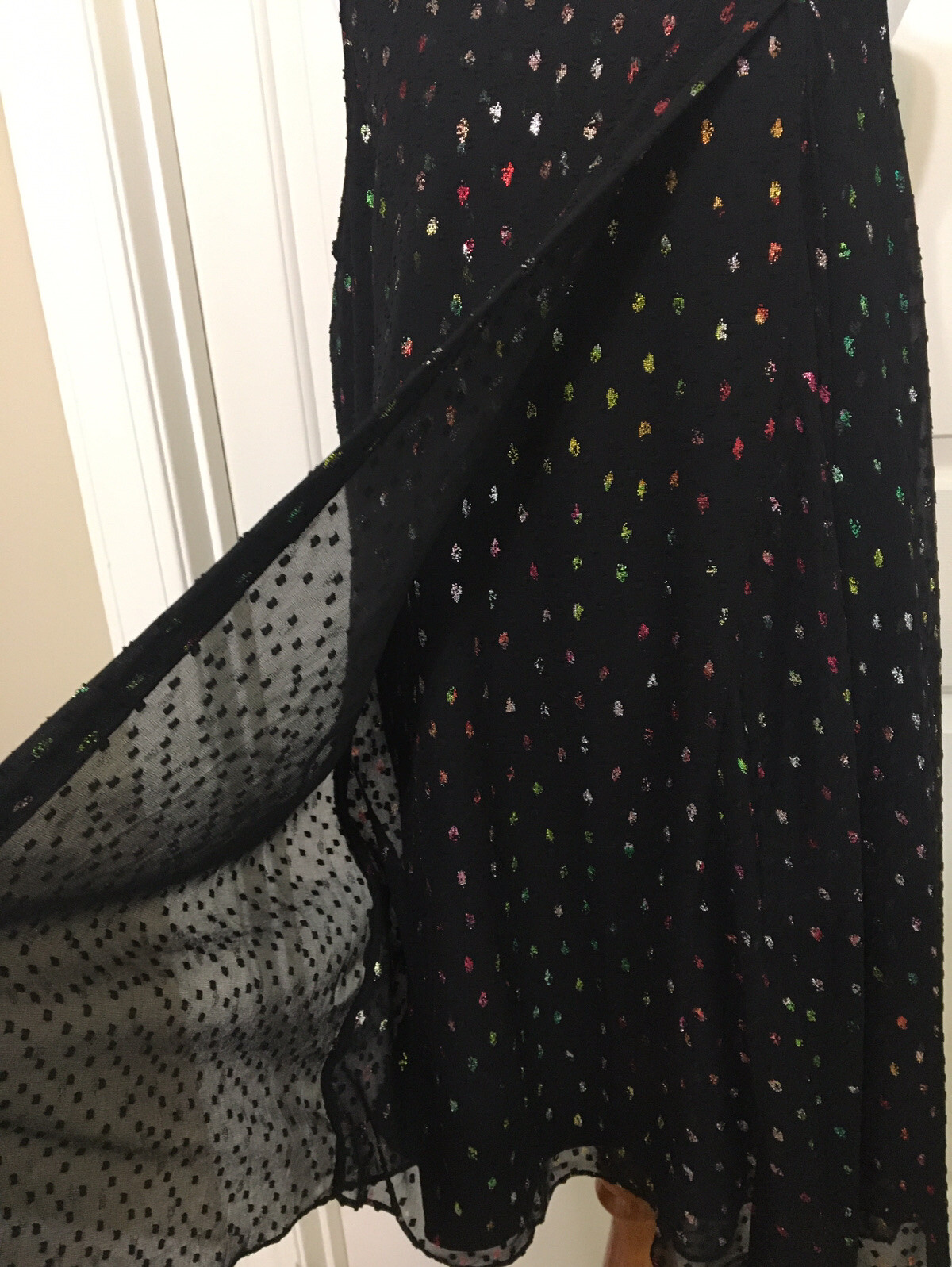 NWT Alex Marie size 10 black pink gold sleeveless polka dot dress $148