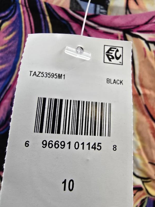 Connected Printed Extended-Shoulder Midi Dress Women’s 10US Black Multi Pullover