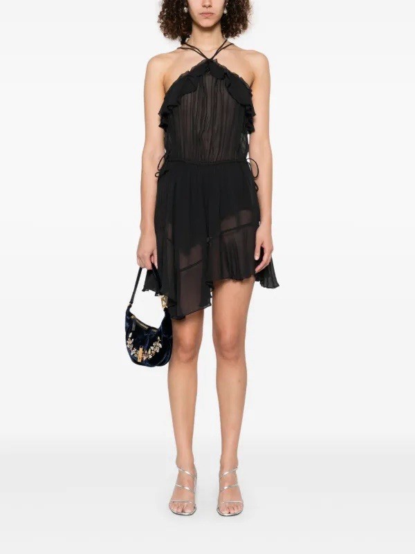 Isabel Marant Etoile Betty Vintage Spaghetti Strap Ruffle Short Mini Dress S 36