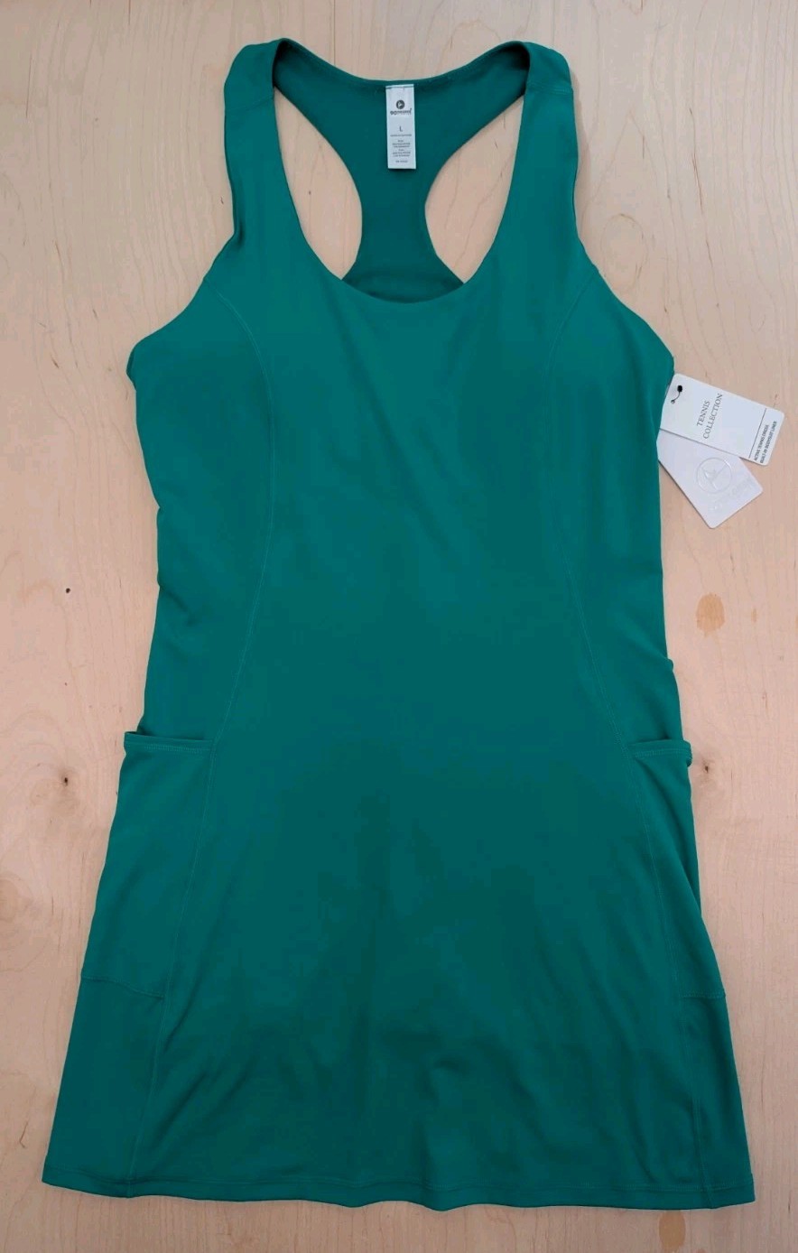 90 Degree by Reflex Courtside Utility Bra Dress Green Athletic Tennis Dress Sz L