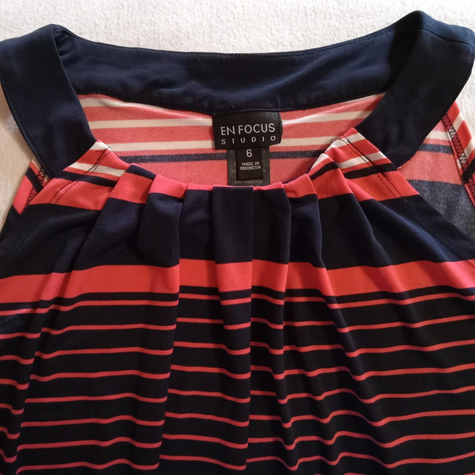 En Focus Studio Women’s Size 6 Striped Sleeveless Dress Lightweight Cool Comfort