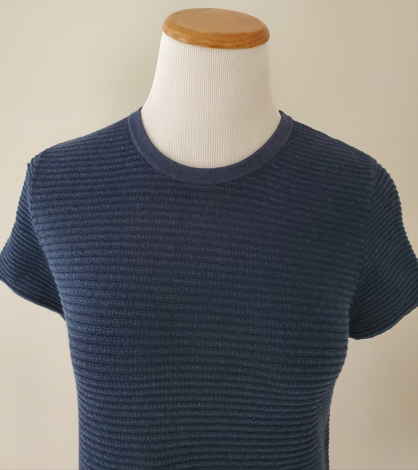 New Theory Gelton Dynamic Stretch Ribbed Knit A-Line Mini Dress Dark Blue Navy S
