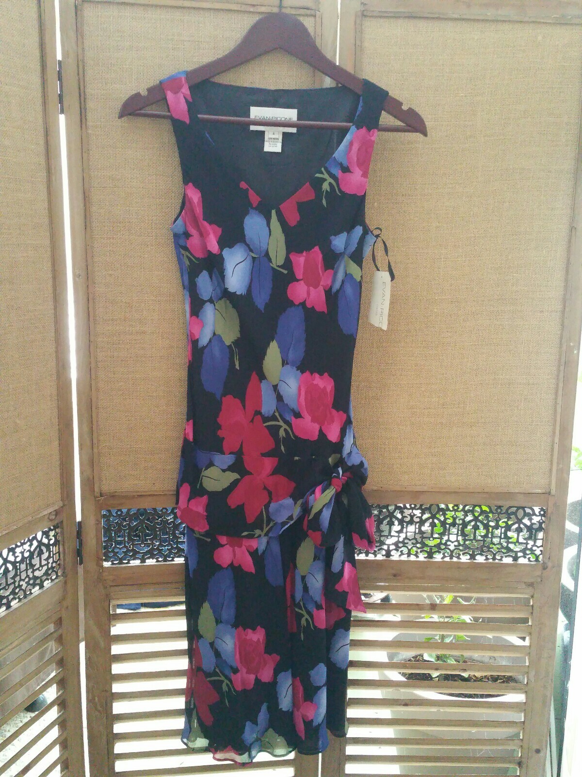 EVAN-PICONE Black & multicolor Floral Sleeveless, V-Neck, Slip Cocktail Dress 4