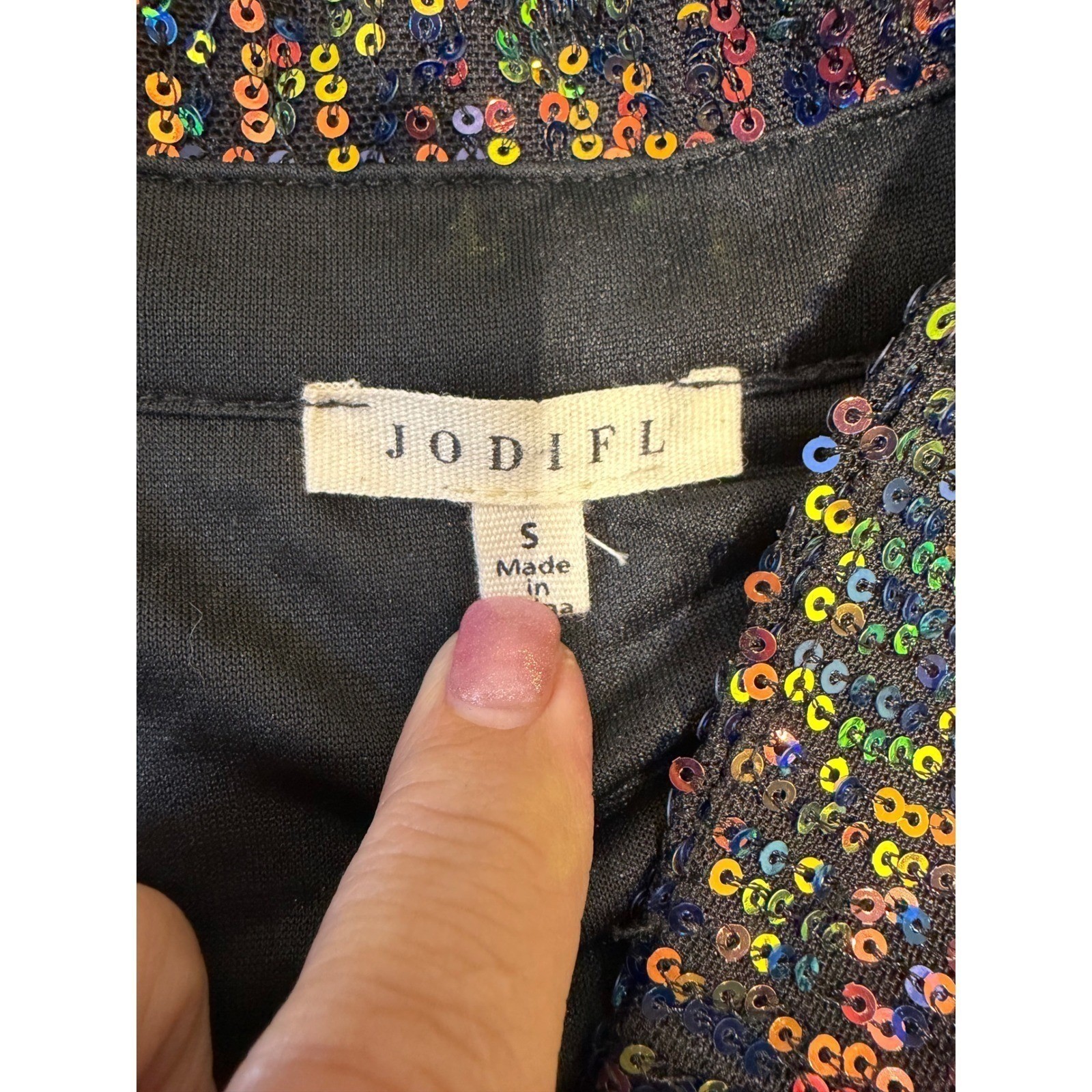 Jodifl Womens Iridescent Sequin Button Down Shirt Dress Multi-Color Small New