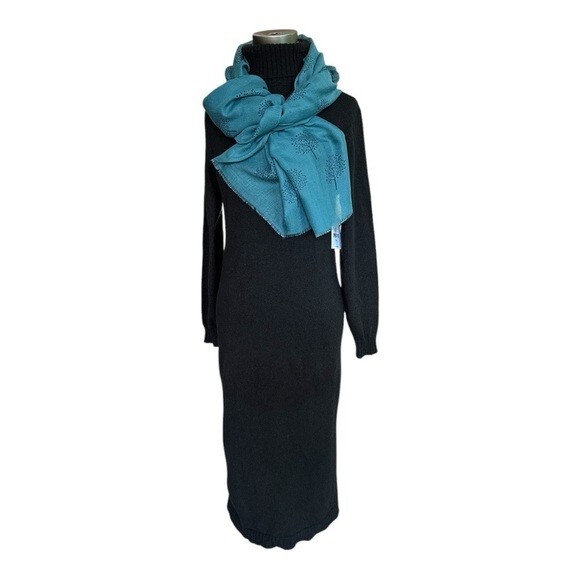 SAKS FIFTH AVENUE Black Turtleneck Bodycon Midi Dress Long Sleeve Size XS NWT