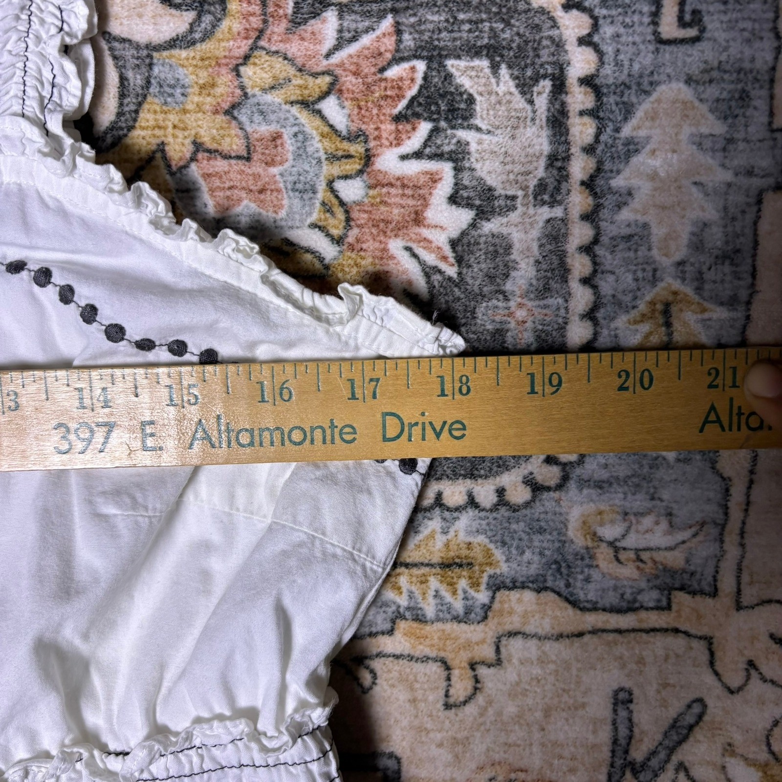 Anthropologie Aryeh White Cotton Embroidered Fish Sundress Top Smocked Waist M/L