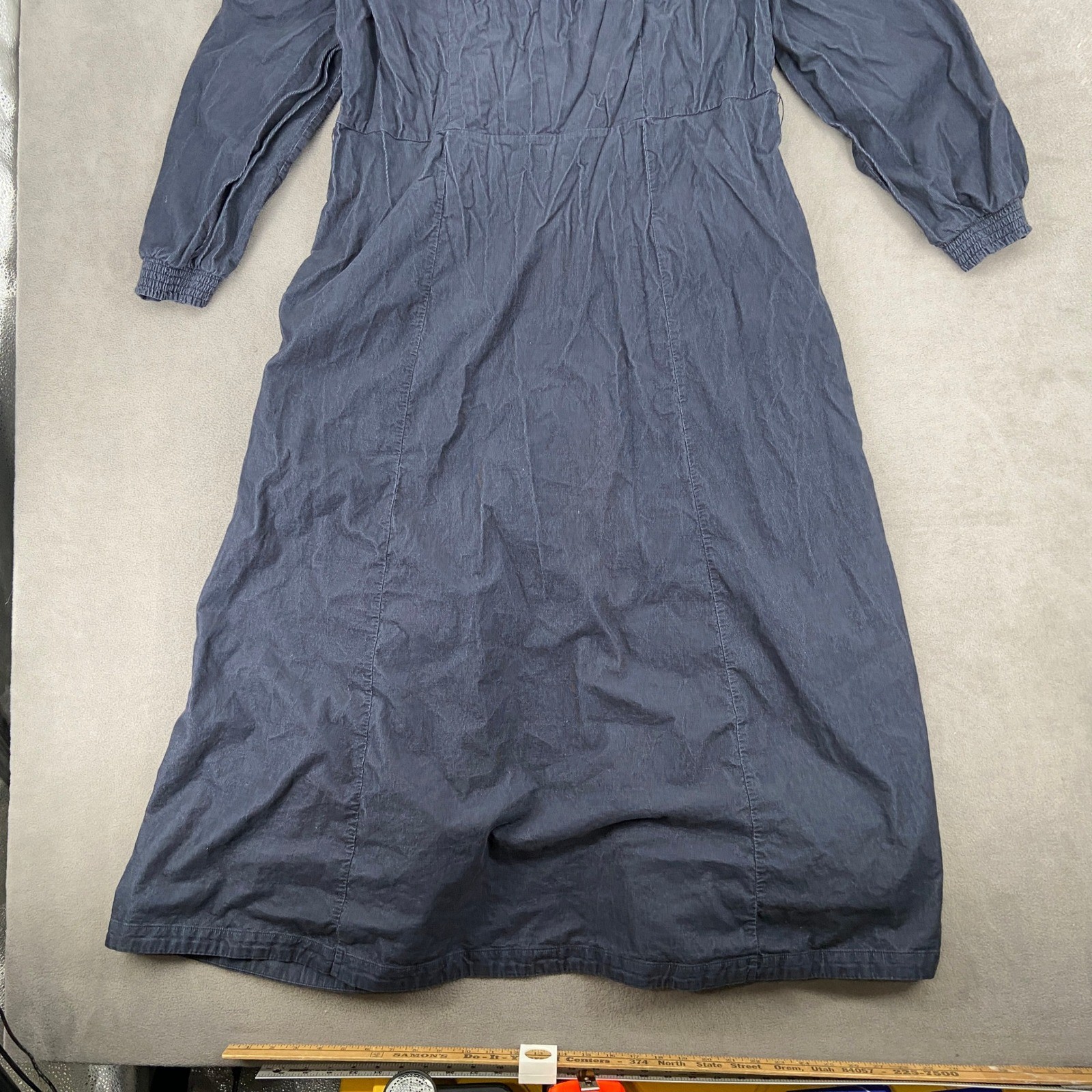 Boden Navy Blue Corduroy Maxi Shirt Dress Long Sleeve Cotton Pockets US 20-22 L