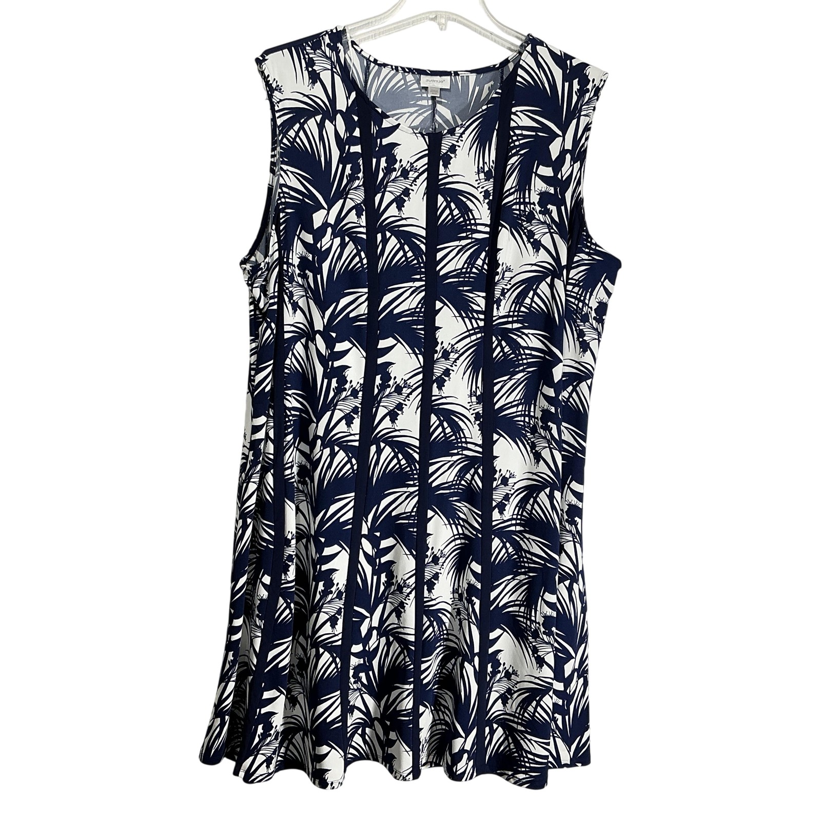 Avenue Dress Womens 32 Blue Tropical Tank A Line Jersey 40in Long Knee Length