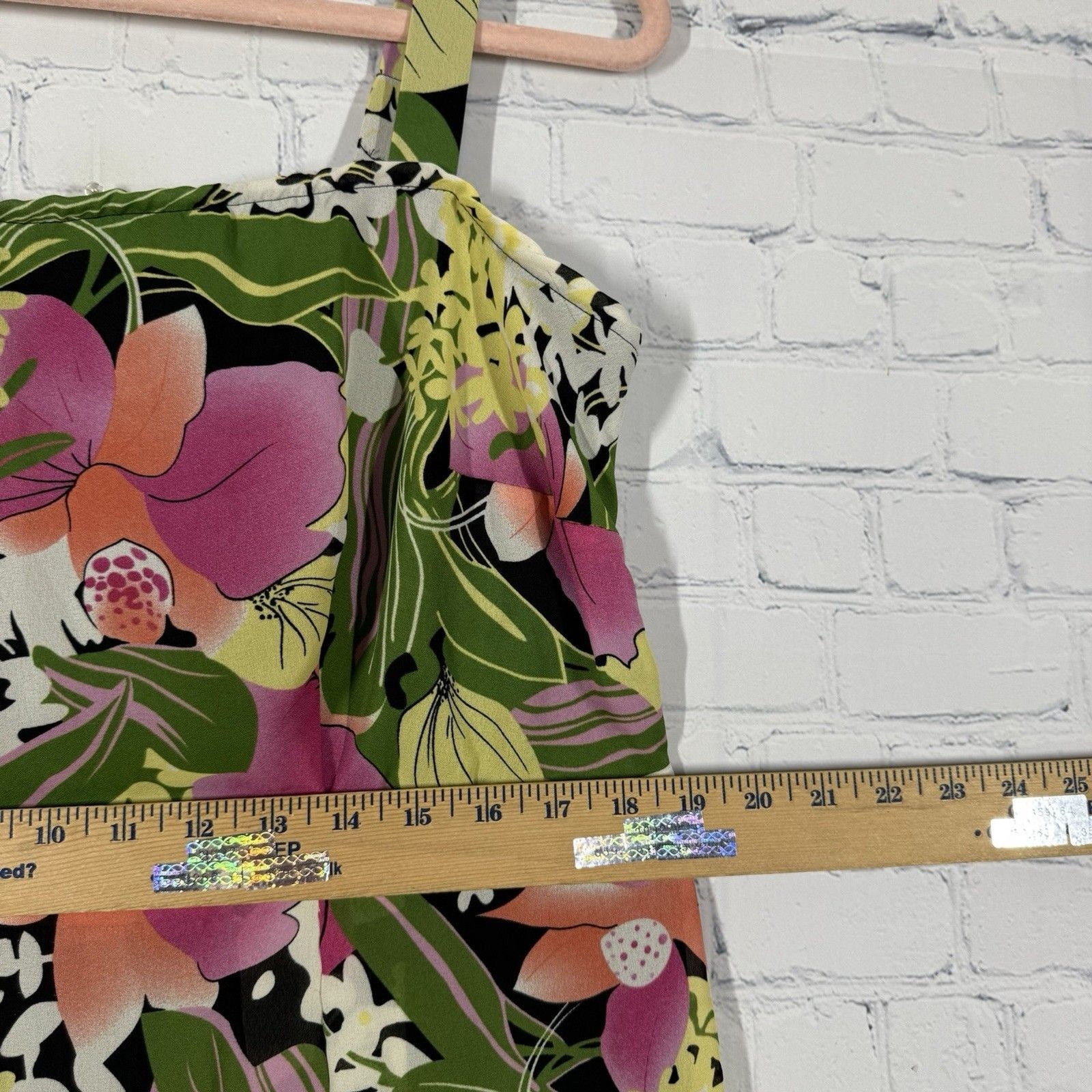 Tropical Floral Sundress Large Midi Dress Sleeveless A-Line Resort Vacation