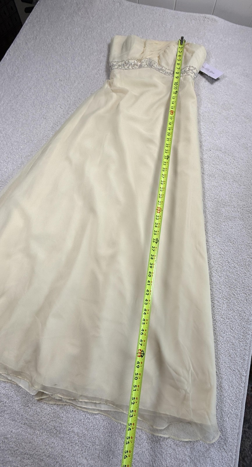 Mori Lee Dress Womens 10 Yellow Strapless Sweetheart A-Line Chiffon Rhinestone