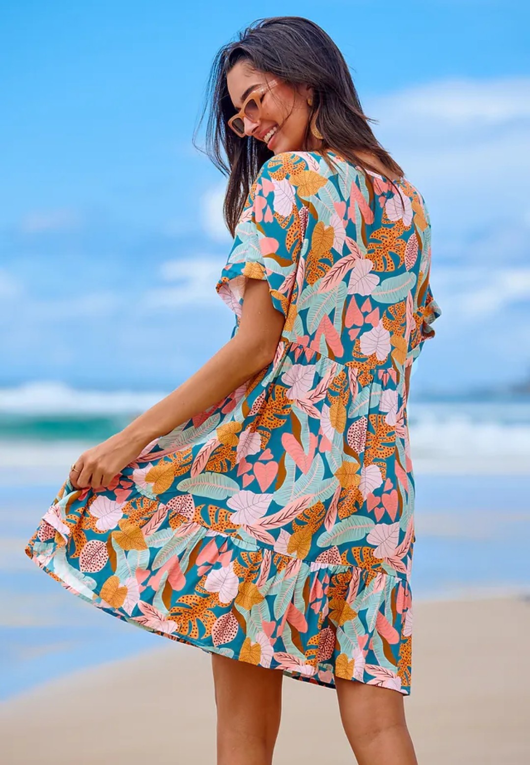 Women’s Cupshe Soft Tropics Short Sleeve Mini Dress Size Large