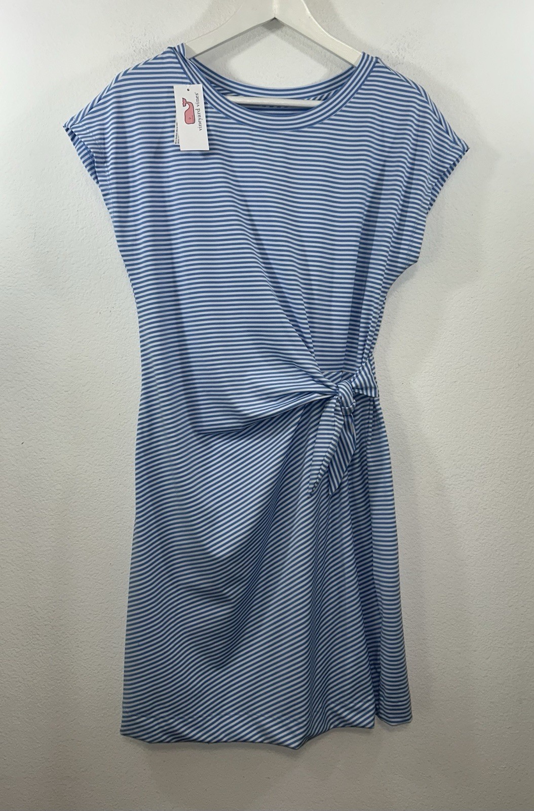 Vineyard Vines NWT Size Small Sankaty Side Tie Dress Hydrangea Blue White Stripe