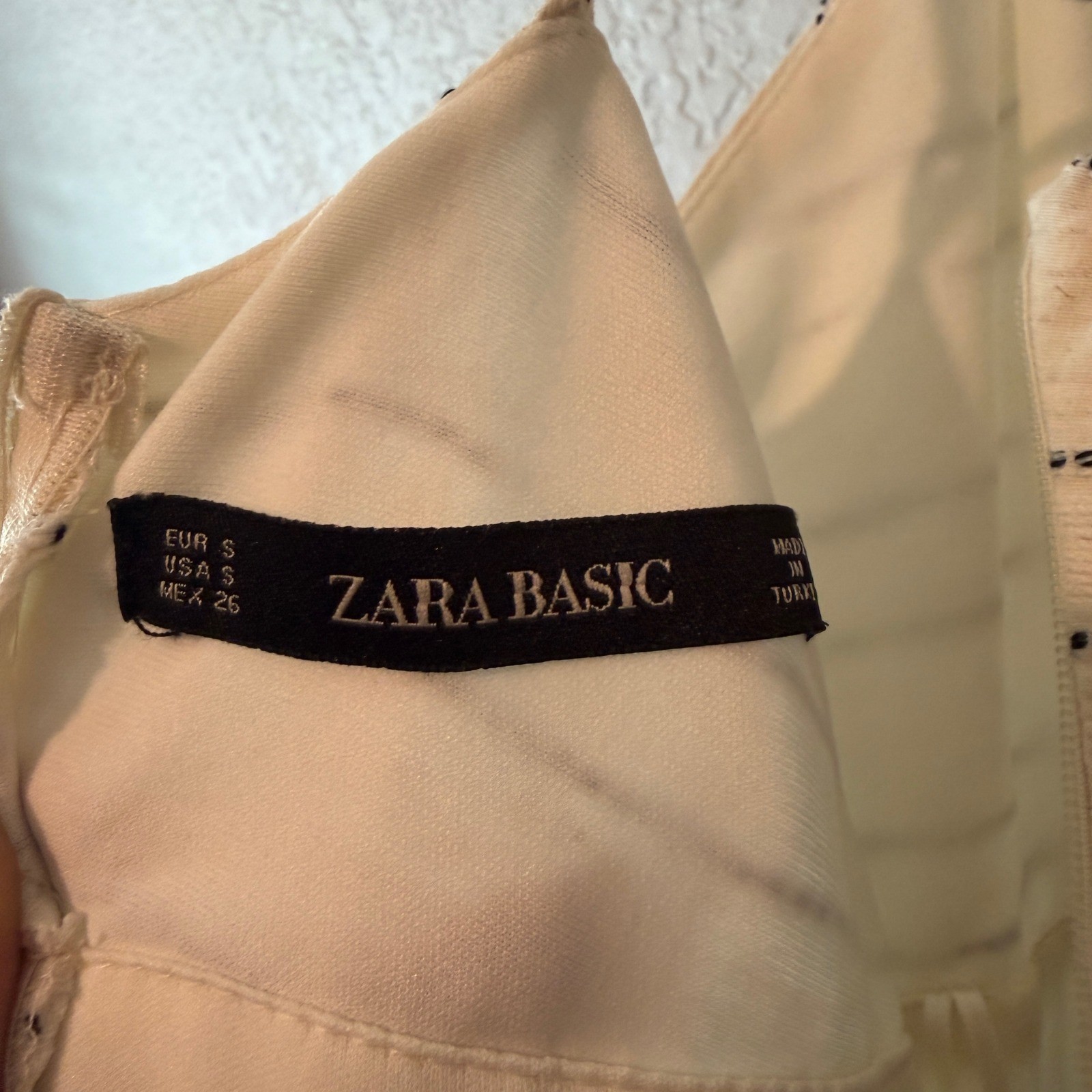 Zara Basic Tie Front Midi Linen Blend Dress Size S Coastal Boho Summer Cream