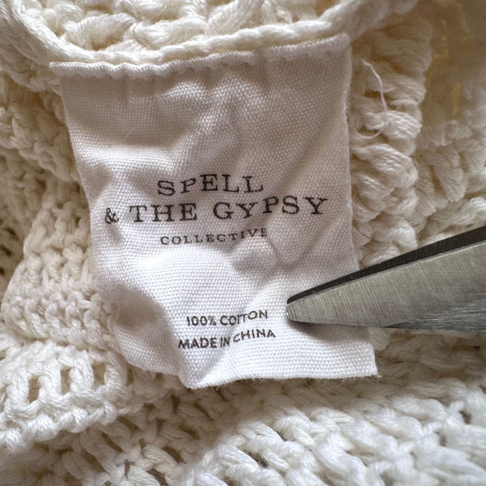 Spell & The Gypsy Let The Sunshine In Crochet Maxi Dress Cream Boho V-Neck M