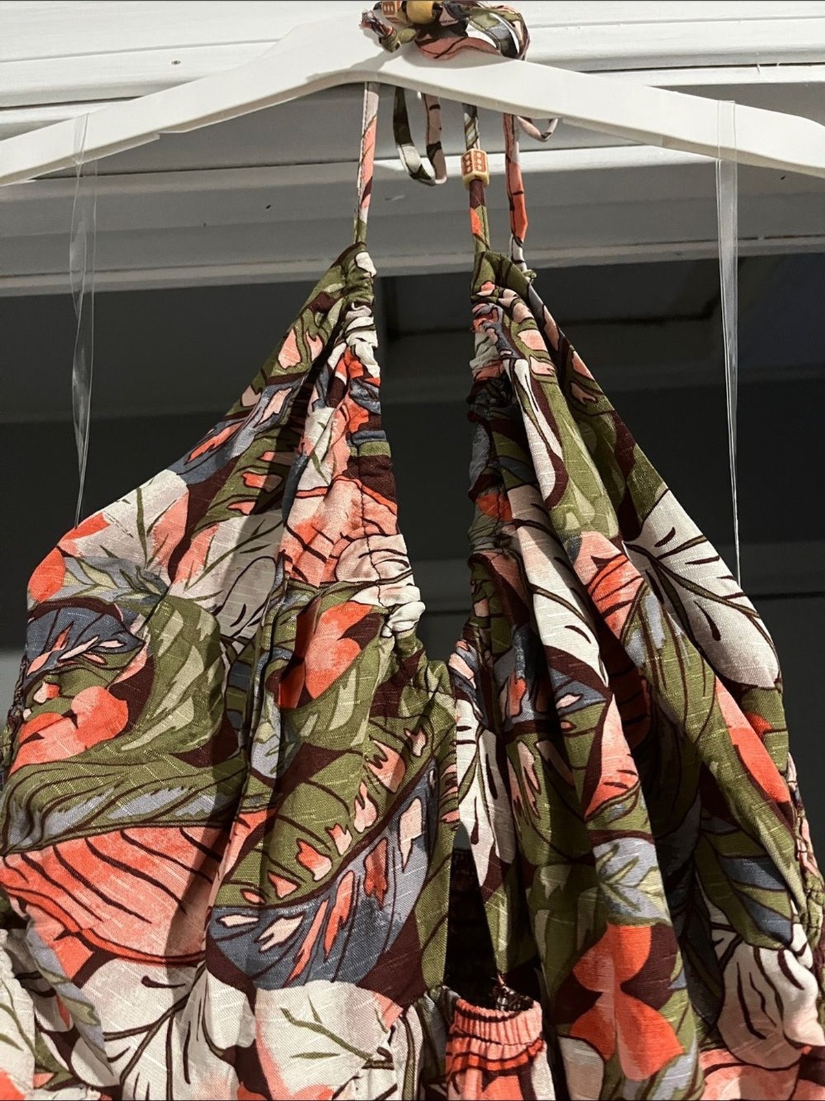 wild fable Tropical Halter Maxi Dress in Olive, Coral & Cream