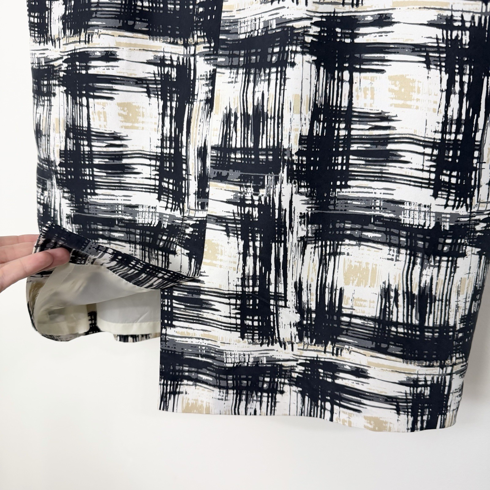 Pendleton 100% Silk Career Dress Abstract Ivory Black Gray Tan Women’s 16