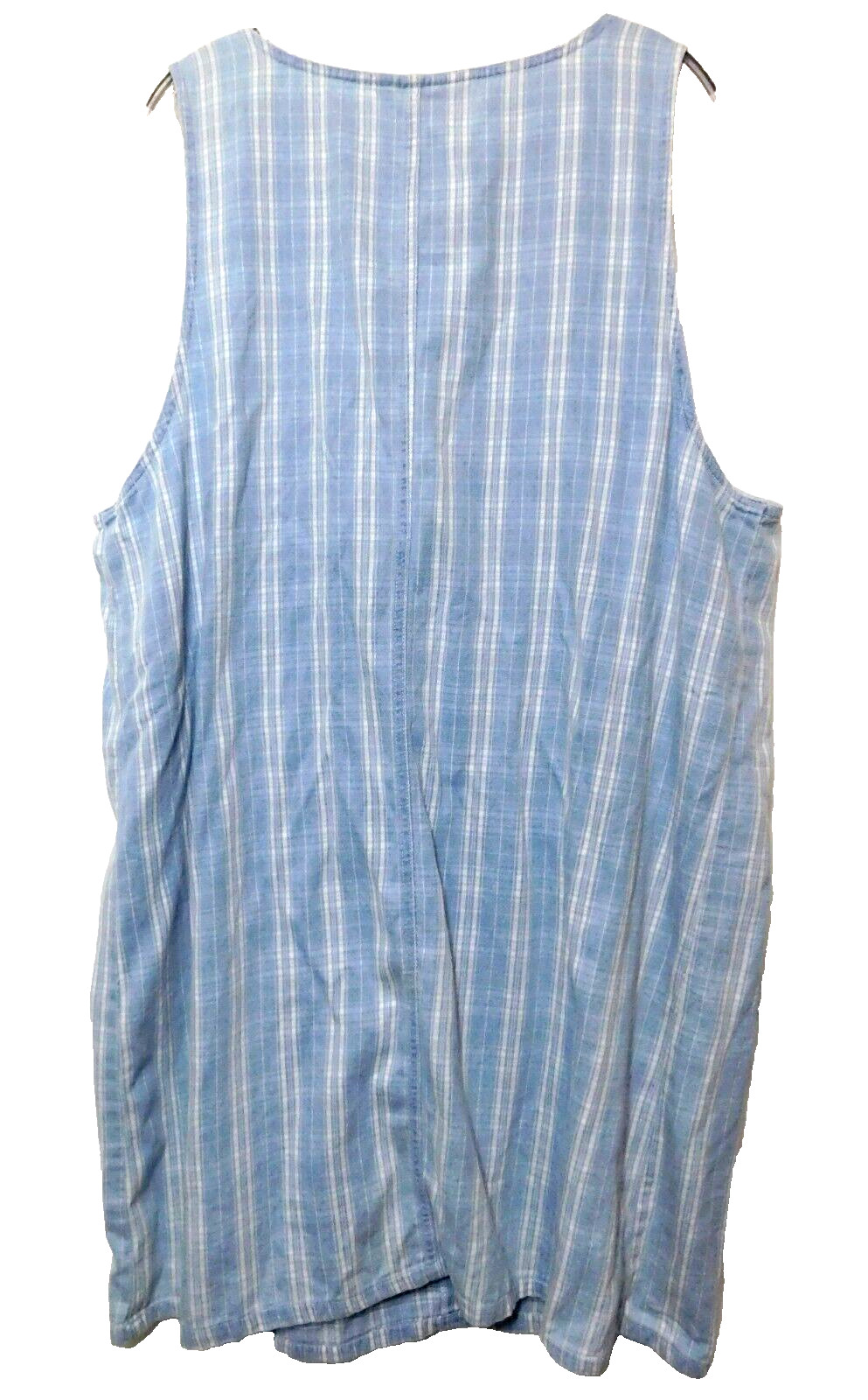 Capacity Woman Denim Jean Zip Front Jumper 1X Sleeveless Dress Cotton Blue Plaid