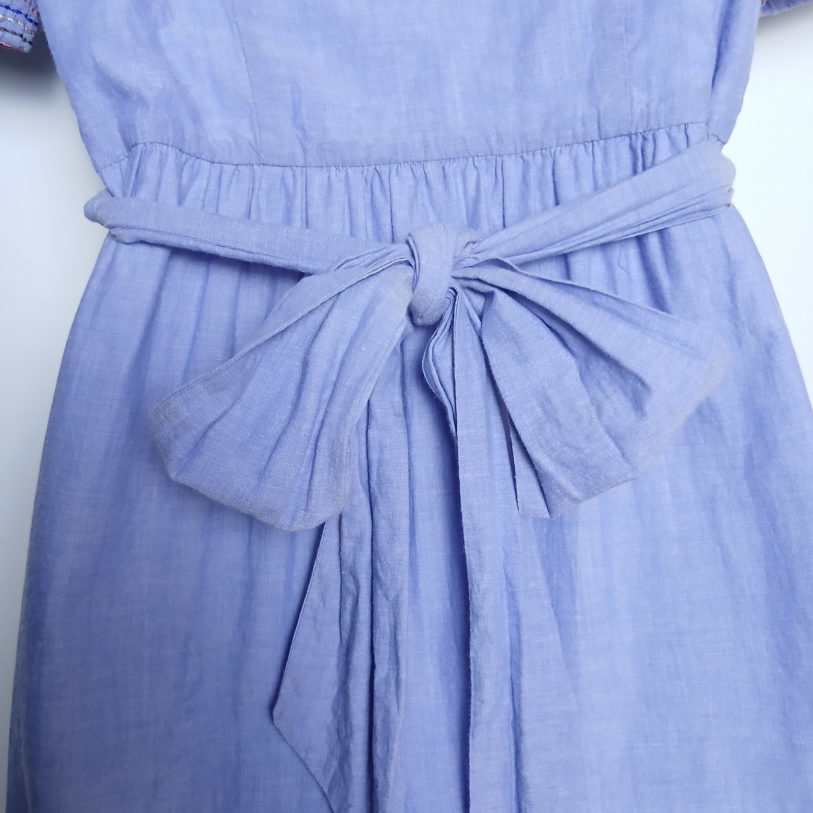 eShakti Custom Periwinkle Embroidered Cotton Maxi Dress Pockets Boho Cottagecore