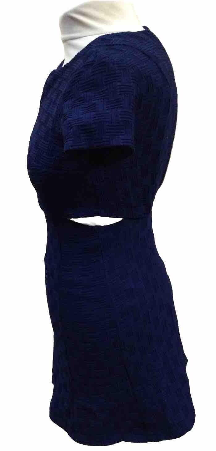 TOP SHOP Navy Blue Geometric Pattern Side Slit Dress U.K. 6