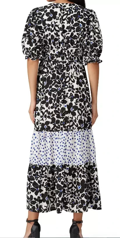 LOVE, WHIT by Whitney Port Black & White Floral Puff Sleeve Dress Size MD