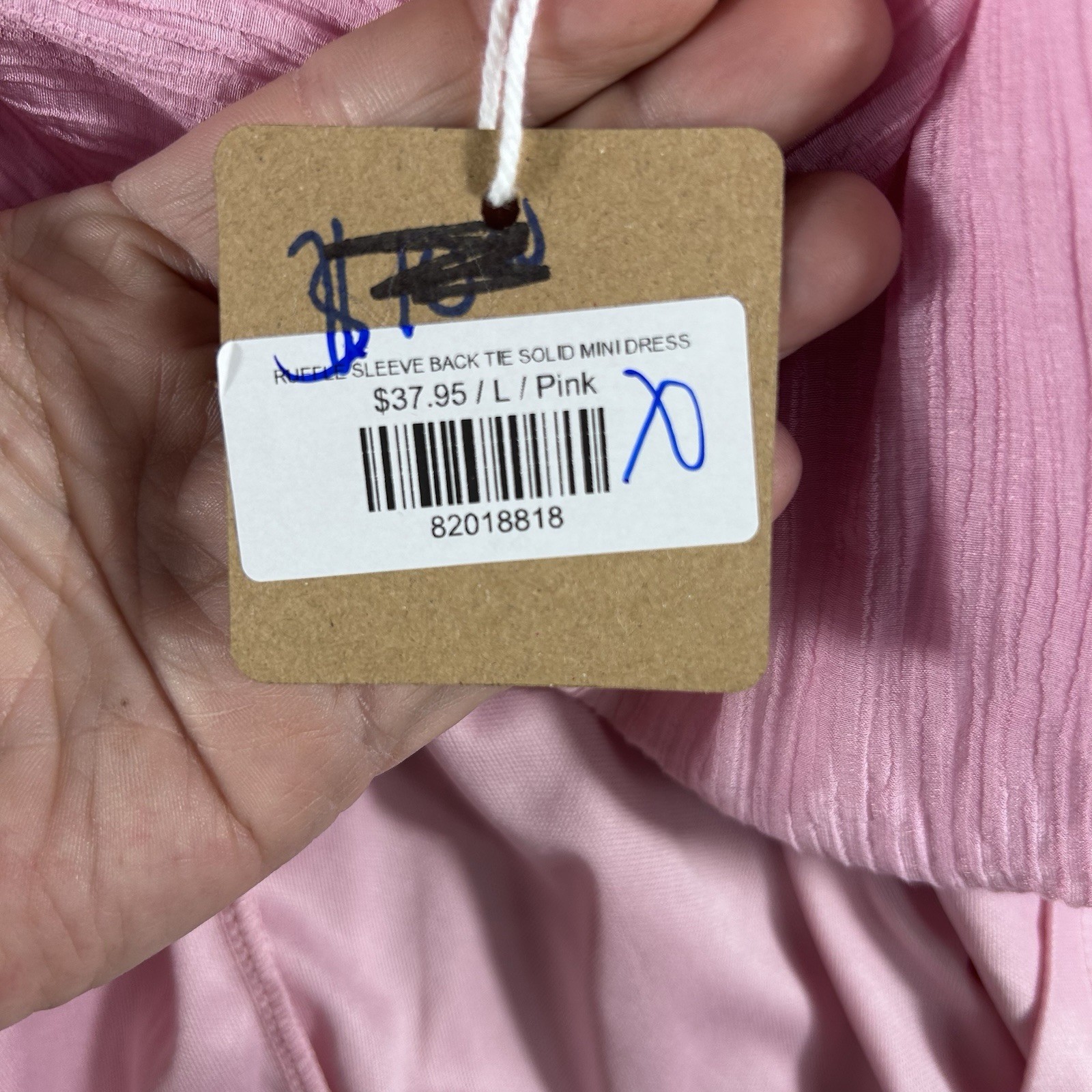 NWT Blu Pepper Size L Pink Open Tie Back Summer Beach Lined Ruffle Sleeve