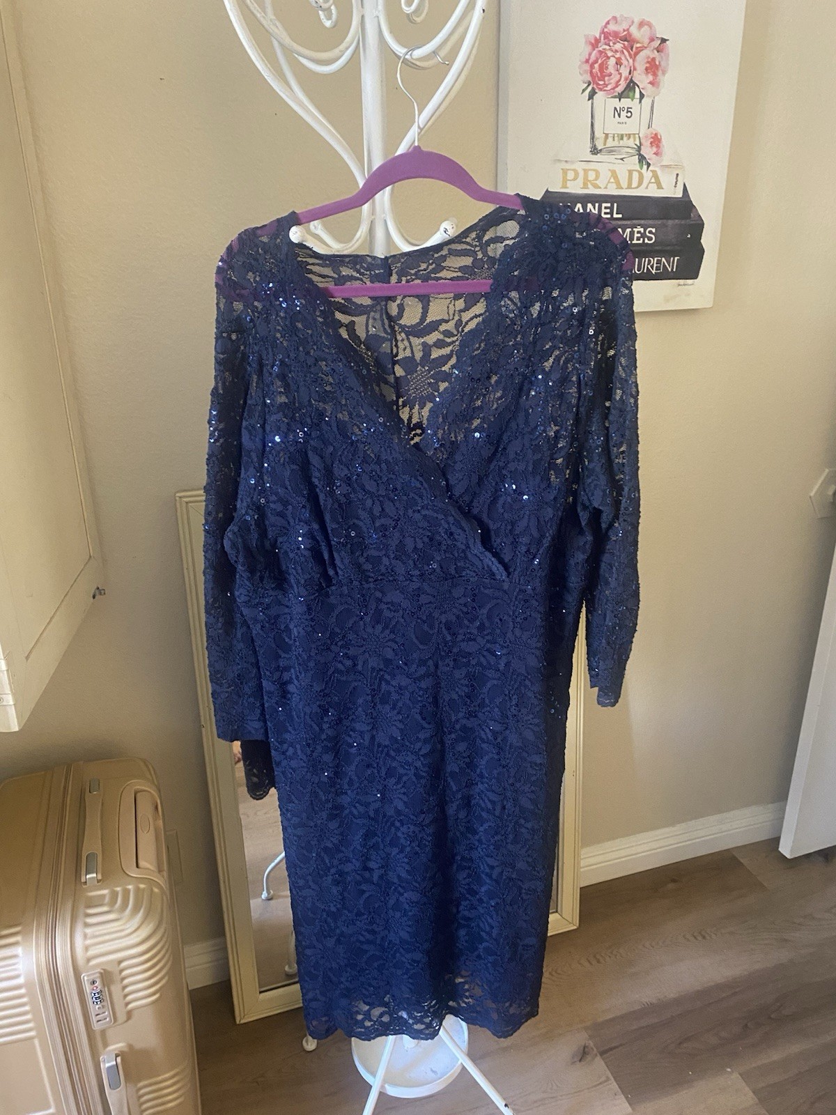 Marina Navy Blue Lace Sequins Dress Size 20
