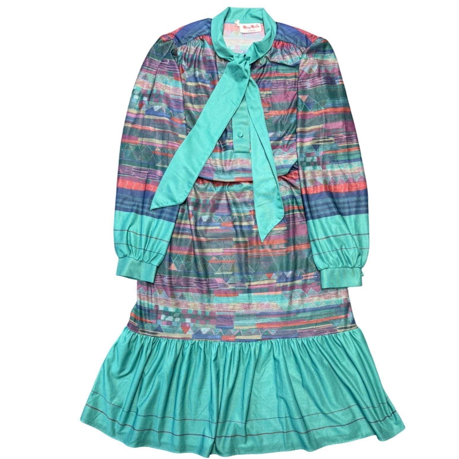 Vintage Mary Martin Florida 2 Piece Set Blouse Skirt Multicolor Abstract