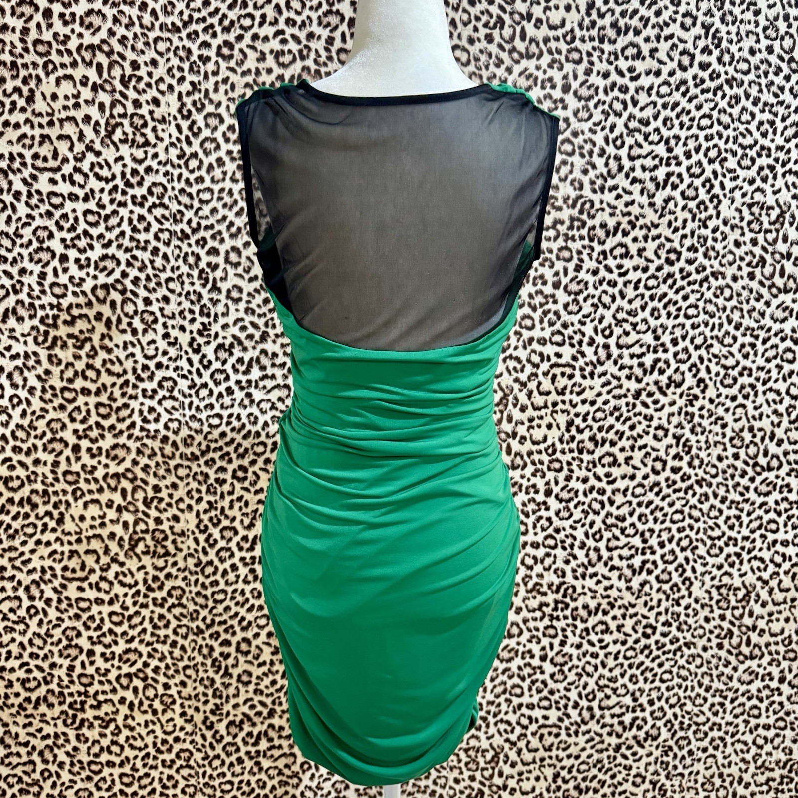 Sweet Storm Green Ruched Sleeveless Bodycon Mini Dress Cowl Neck Size L