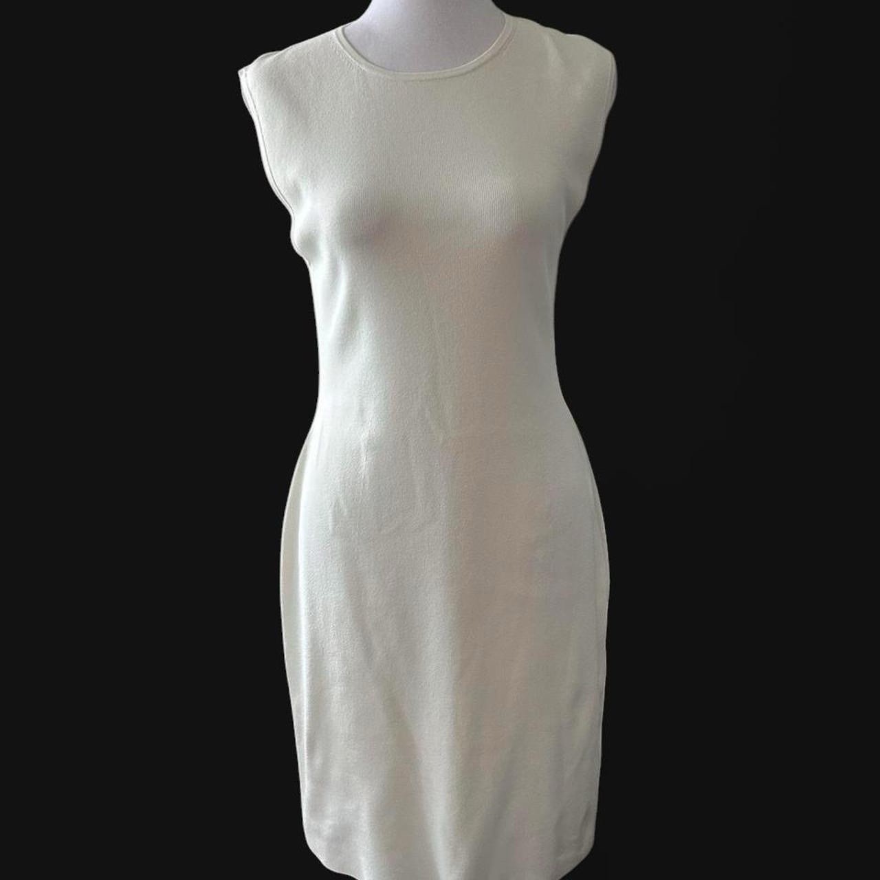 NWT COS White Sleeveless Knit Knee Length Dress Size M