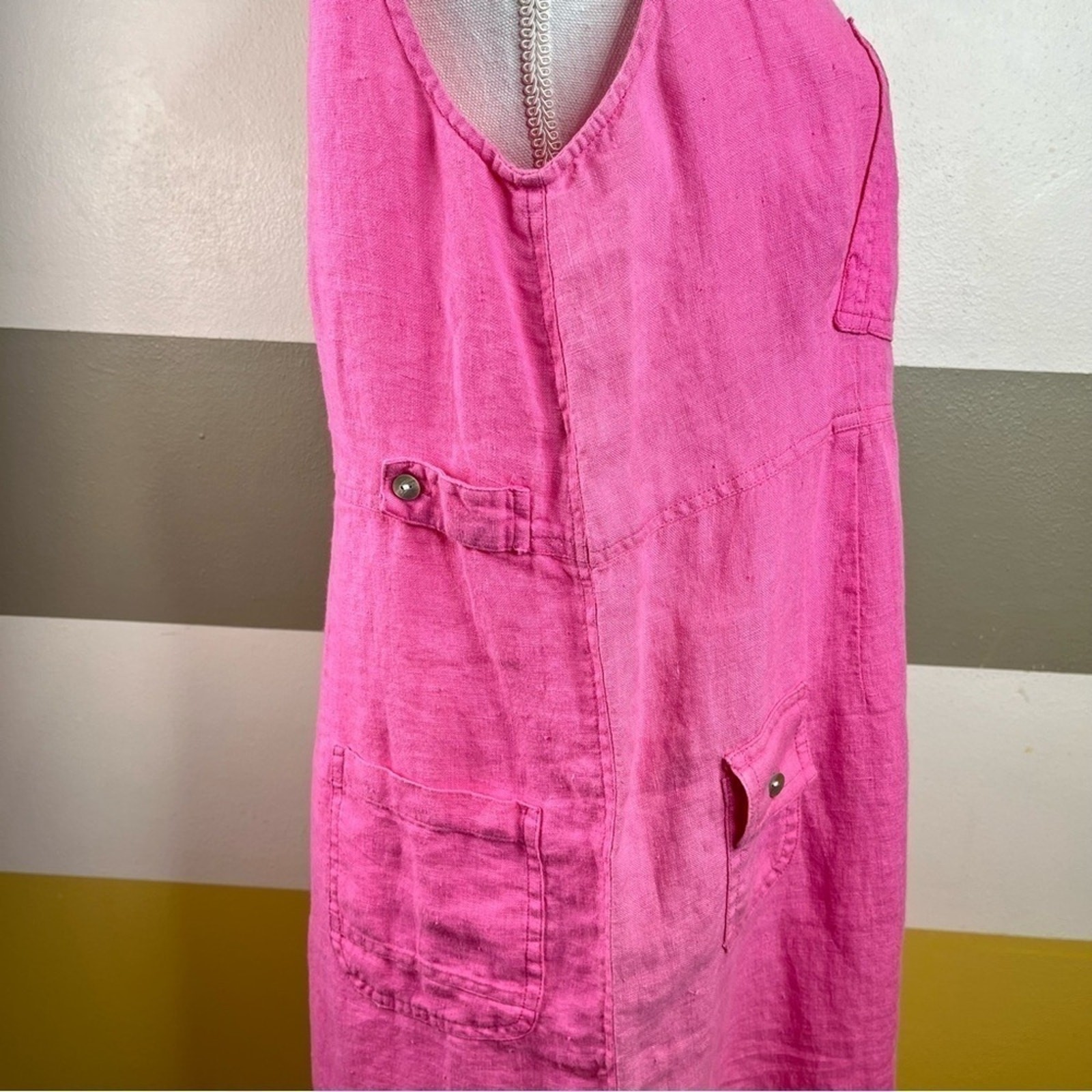 KARAVAN Vintage 90s Pink Coastal Beach Breathable Lightweight Tank Slip Dress M