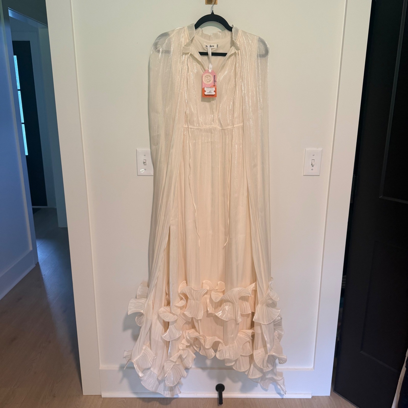 Sunfere Ivory Shirley Cape-effect Ruffled Midi Dress 2XL NWT