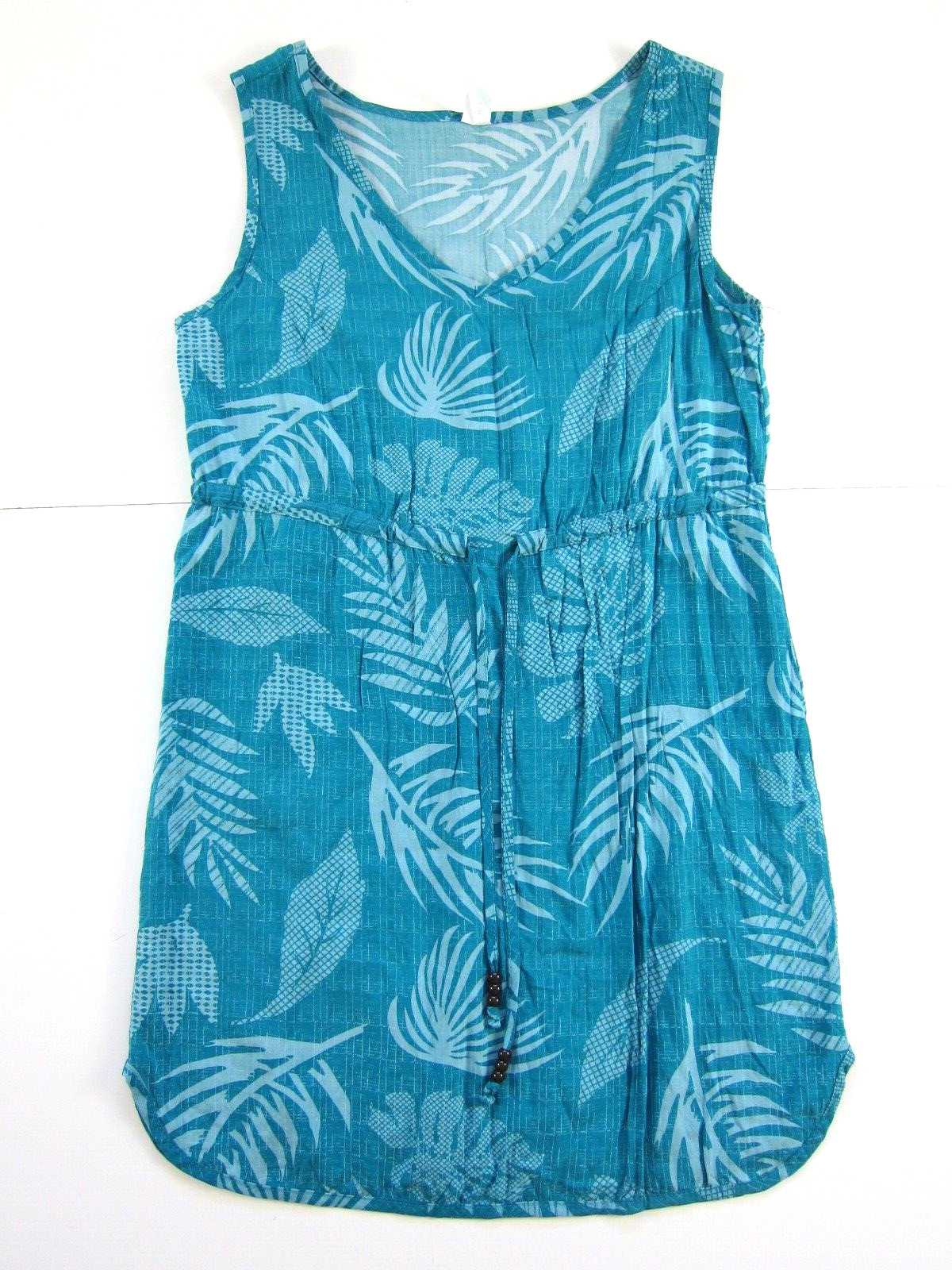 Palmwave Hawaii Rayon Blue Floral Tunic Tank Summer Beach Sun Dress Women Large