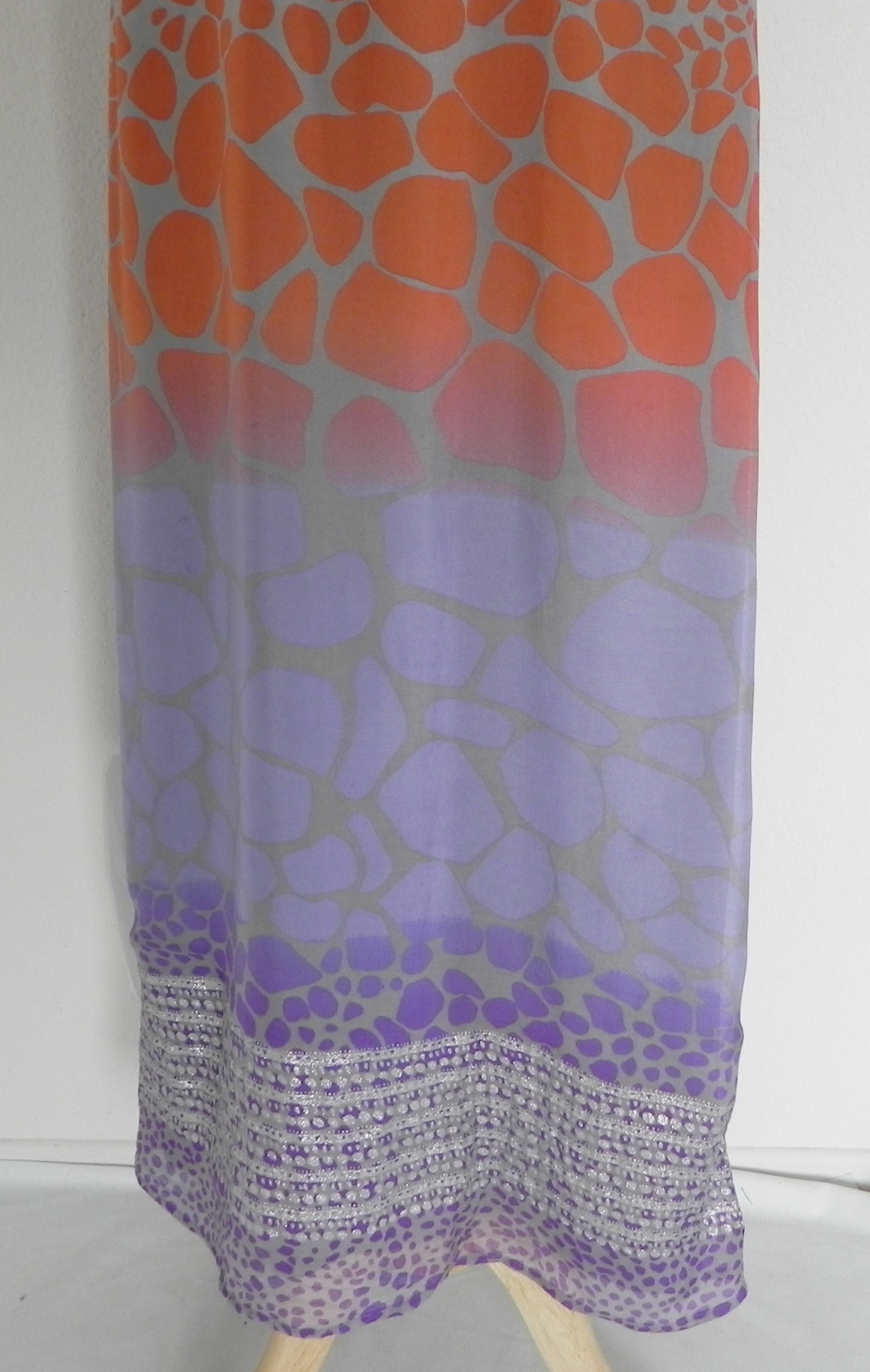 Presley Skye Maxi Dress Sleeveless Multi-Color 100% Silk Belted Size XS