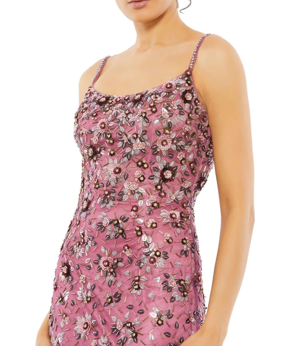 MAC DUGGAL FLORAL EMBELLISHED SCOOP NECK EVENING GOWN 5477 SIZE 14