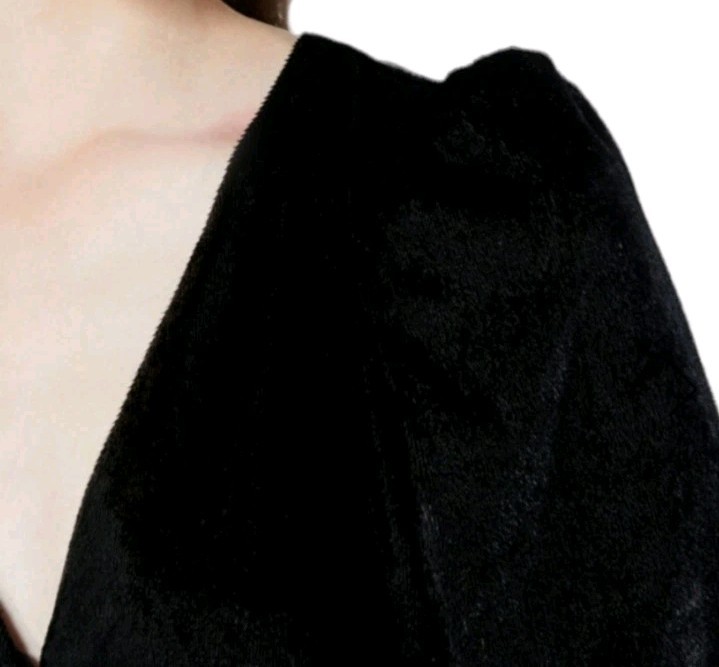 The Kooples Paris Black Velvet Wrap Dress Womens Size 1 S Midi Summer Chic