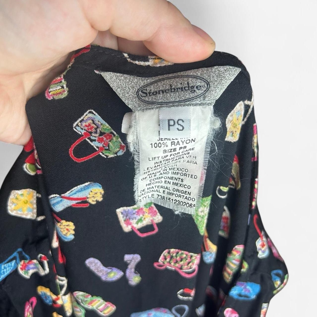 stonebridge 90s midi vintage shoe and purse print unique dress Small