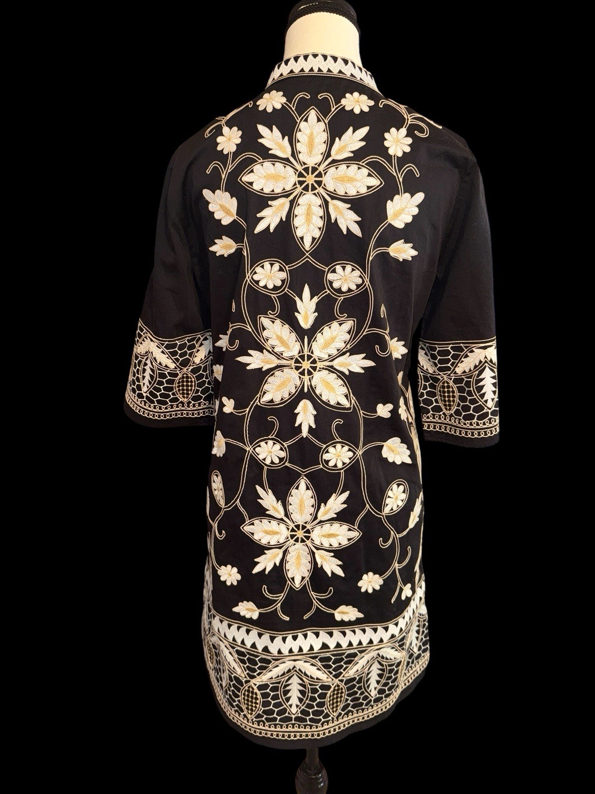 Figue Lynne Floral Embroidered Cotton Tunic Dress Boho Resort Wear Floral