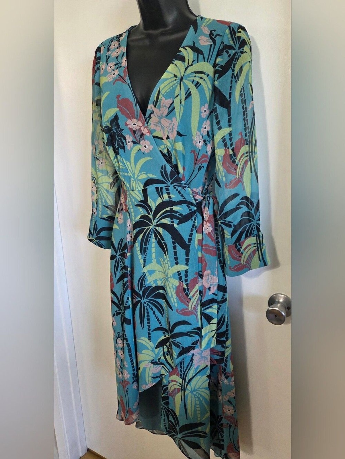 Bailey 44 Teal Abstract Asymmetrical Dress