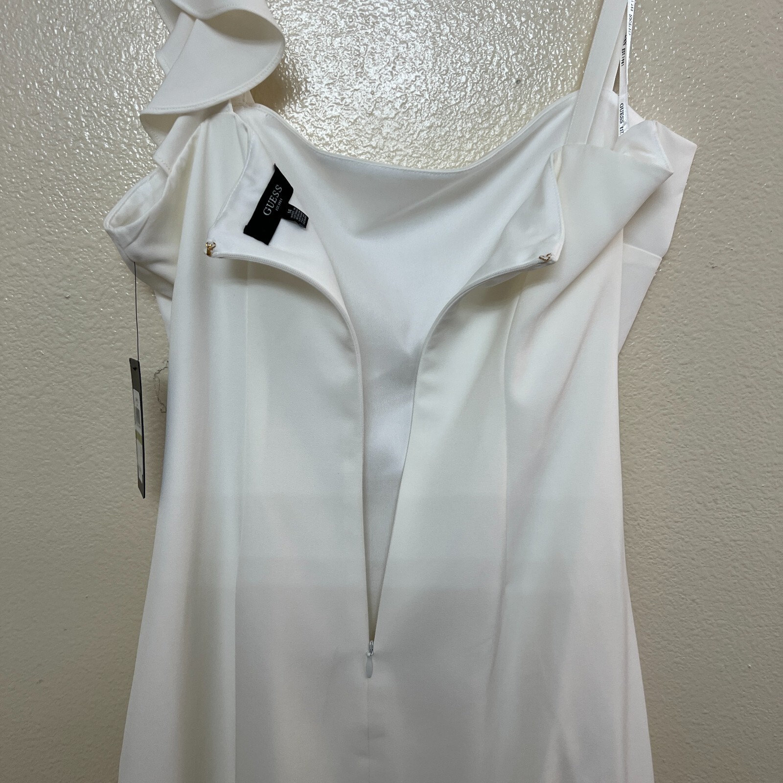 GUESS Spaghetti Strap Square Neck Short Cocktail Body Con Dress Sz 14 in White