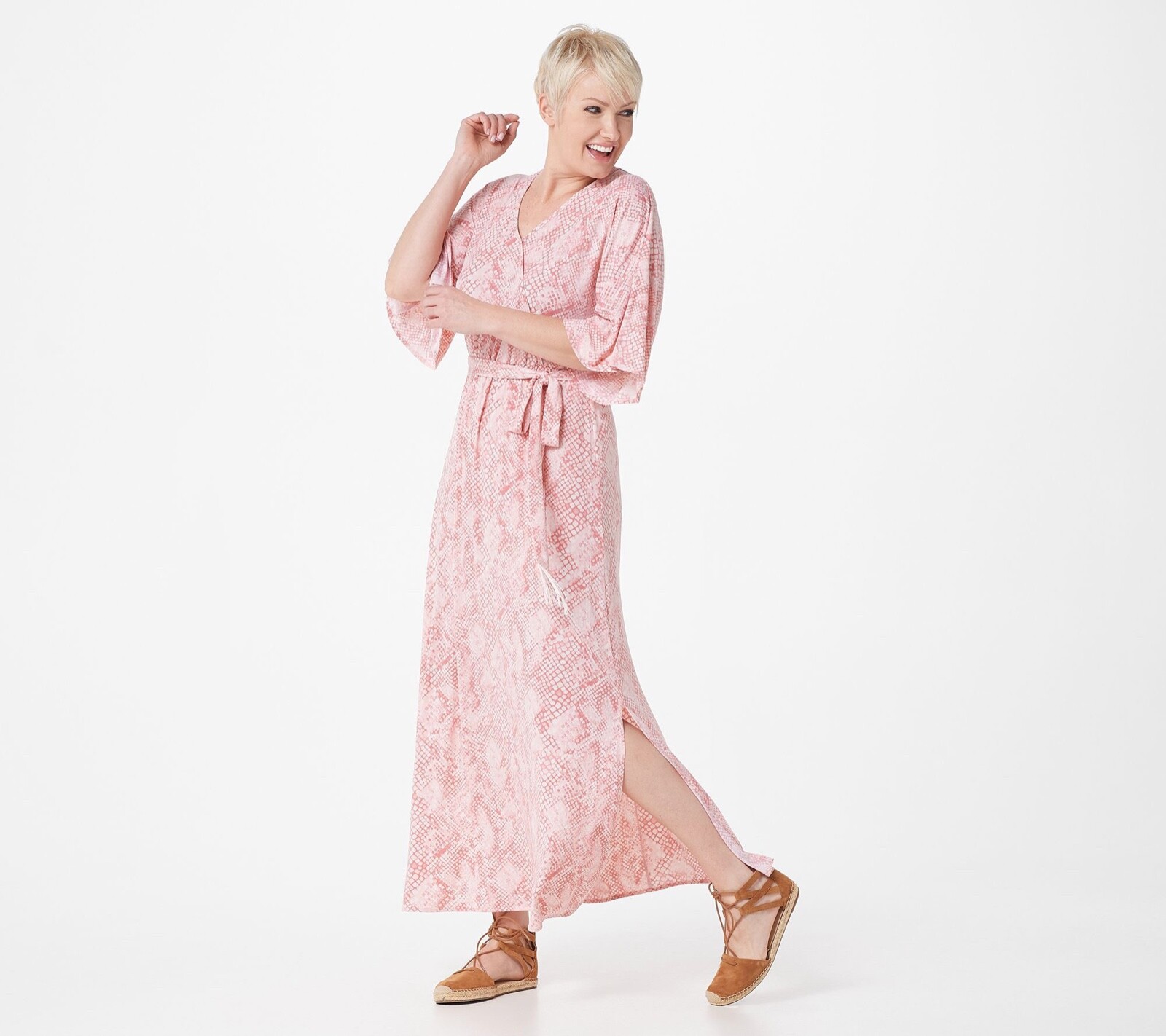 Haute Hippie Tribe Knit Pink Maxi Dress – Fringe Belt in Size XXS XS S M L *NEW*