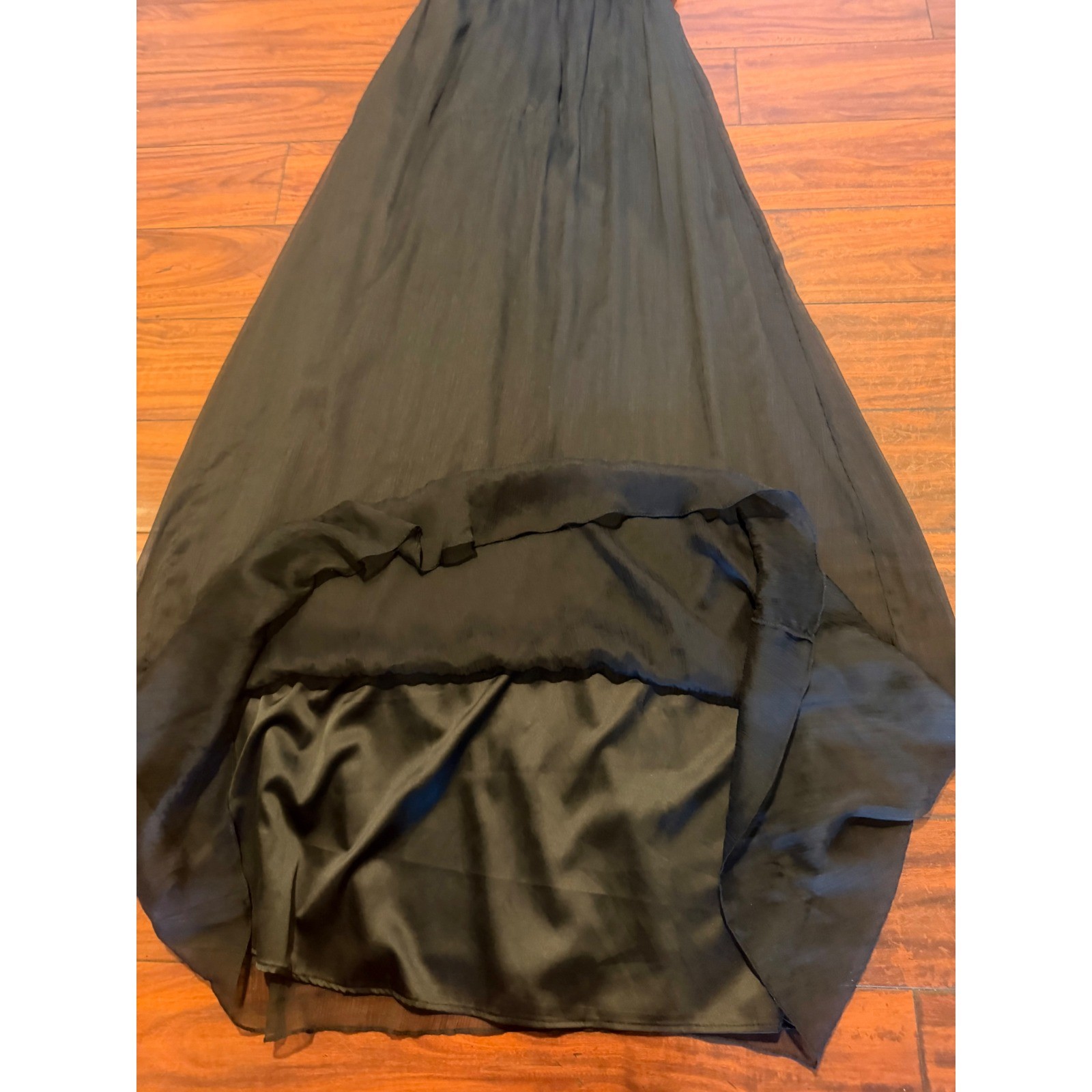 BHLDN Black V-Neck Pleated Bodice Maxi Dress Sleeveless Formal Gown Small NEW